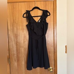 LOFT Black Ruffle Mini Dress
